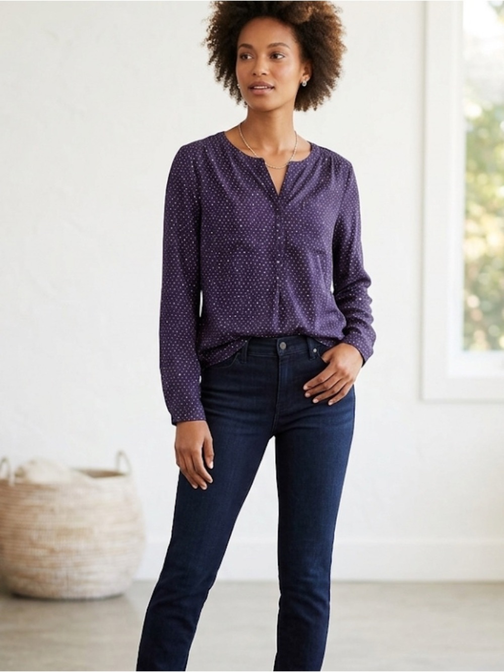 LOFT Sheer Long Sleeve Blouse